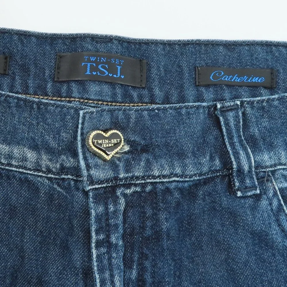TWINSET Jeans Womens SEE MEASUREMENTS Catherine Embellished Distressed Denim - Picture 7 of 12